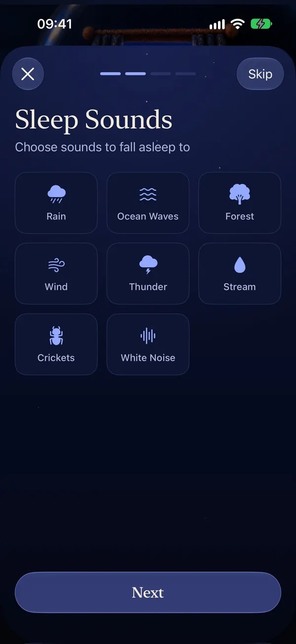 SleepLog Sleep Sounds: rain, ocean waves, forest, wind, thunder, stream, crickets and white noise